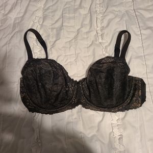 Unlined Full Coverage Black Lace Bra